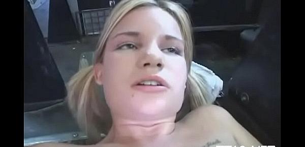  Cute legal age teenager sucks a corpulent dick and gives a hot facesitting